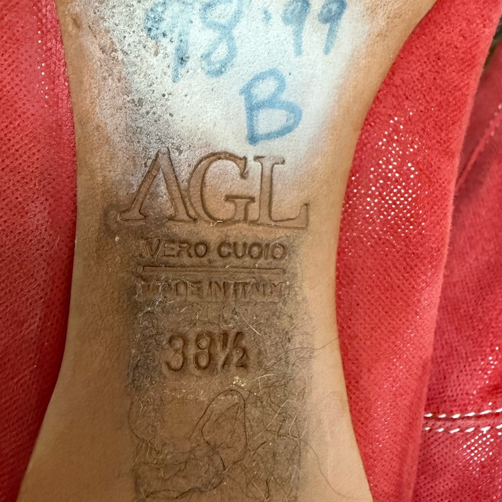 AGL Red suede and Navy patten Flats with silver Buckle Detail - Picture 5 of 5